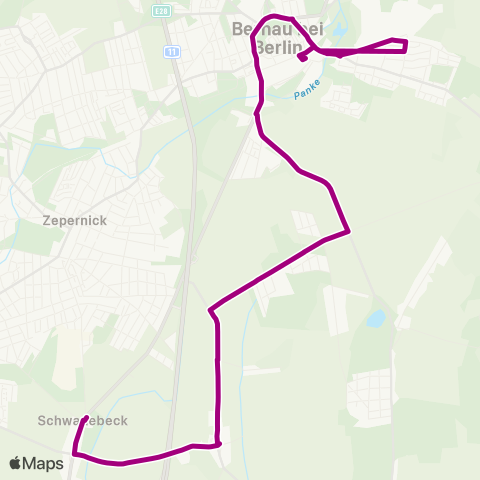 Barnimer Busgesellschaft Schwanebeck Schule ↔︎ 🅢 Bernau Bf map