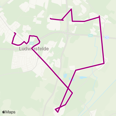Verkehrsgesellschaft Teltow-Fläming Salvador-Allende-Str. ↔︎ Schünow map
