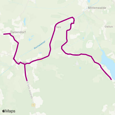 Verkehrsgesellschaft Teltow-Fläming Campus ↔︎ Seestr. map