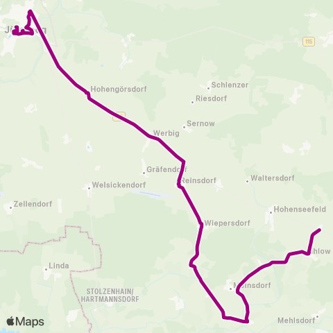 Verkehrsgesellschaft Teltow-Fläming Chausseestr. ↔︎ Schule map