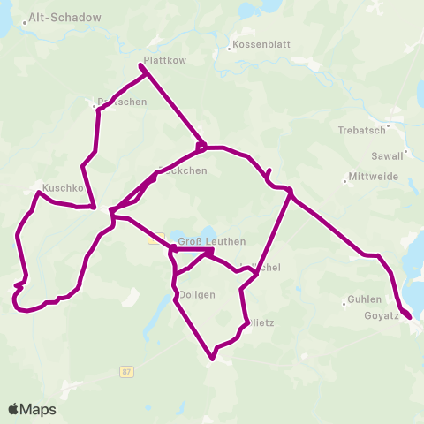 Regionale Verkehrsgesellschaft Dahme-Spreewald Schule ↔︎ Wiese map