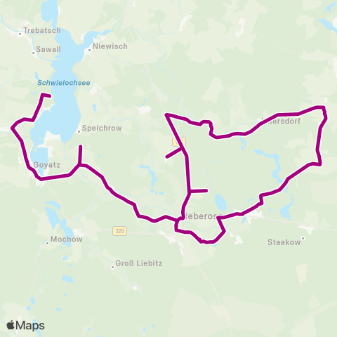 Regionale Verkehrsgesellschaft Dahme-Spreewald Campingplatz ↔︎ Campingplatz map