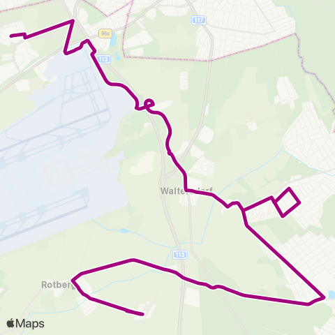 Regionale Verkehrsgesellschaft Dahme-Spreewald Flughafen Ber ↔︎ Dorf map