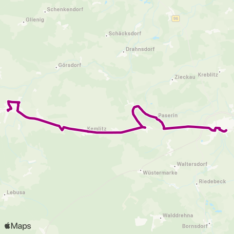 Regionale Verkehrsgesellschaft Dahme-Spreewald O.-Zacke-Platz ↔︎ Busbahnhof map