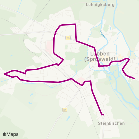 Regionale Verkehrsgesellschaft Dahme-Spreewald AM Kleinen Hain ↔︎ Blumenstr. map