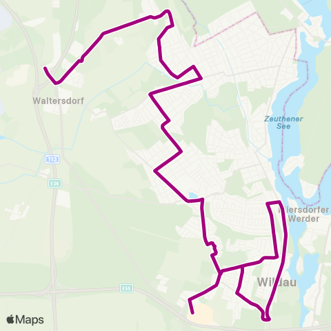 Regionale Verkehrsgesellschaft Dahme-Spreewald A10 Center ↔︎ Bohnsdorfer Weg map
