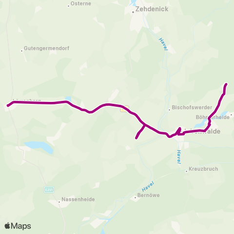 Oberhavel Verkehrsgesellschaft Kirche ↔︎ Wendestelle map