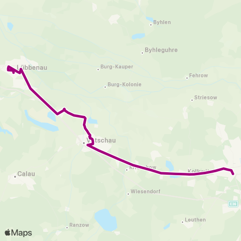 Verkehrsgesellschaft Oberspreewald-Lausitz Busbahnhof ↔︎ Busbahnhof map