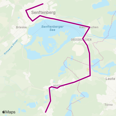 Verkehrsgesellschaft Oberspreewald-Lausitz Kirche ↔︎ Busbahnhof map