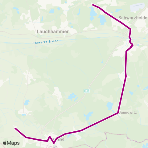 Verkehrsgesellschaft Oberspreewald-Lausitz Busbahnhof ↔︎ Schmiede map