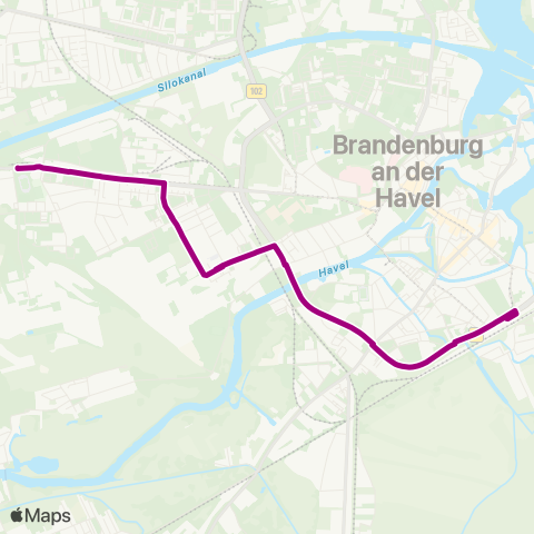 Verkehrsbetriebe Brandenburg an der Havel Quenzbrücke ↔︎ Fontanestr. map