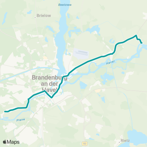 Verkehrsbetriebe Brandenburg an der Havel Neuendorf ↔︎ Segelflugplatz map