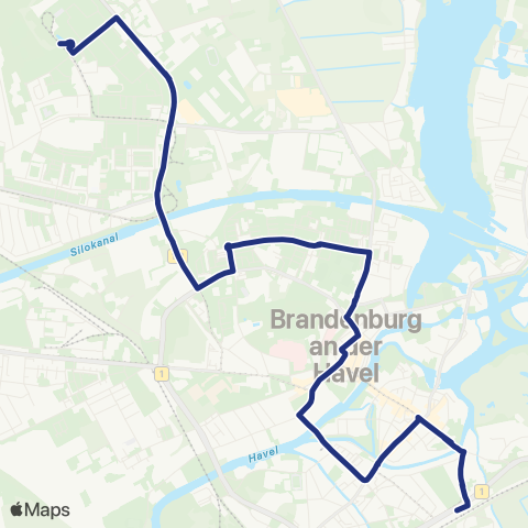 Verkehrsbetriebe Brandenburg an der Havel Hohenstücken Nord ↔︎ Zob map