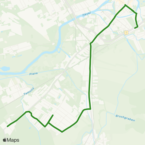 Verkehrsbetriebe Brandenburg an der Havel Wilhelmsdorf ↔︎ Zob map