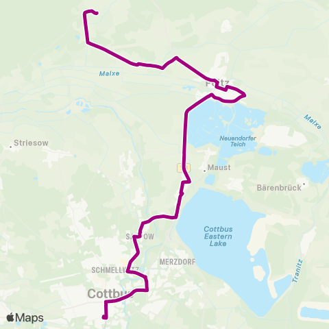 Cottbusverkehr Markt ↔︎ Hbf map