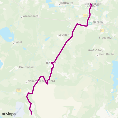 Cottbusverkehr Kulturhaus ↔︎ Hbf map