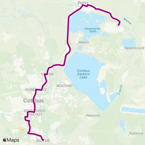 Cottbusverkehr Haupteingang ↔︎ Hbf map