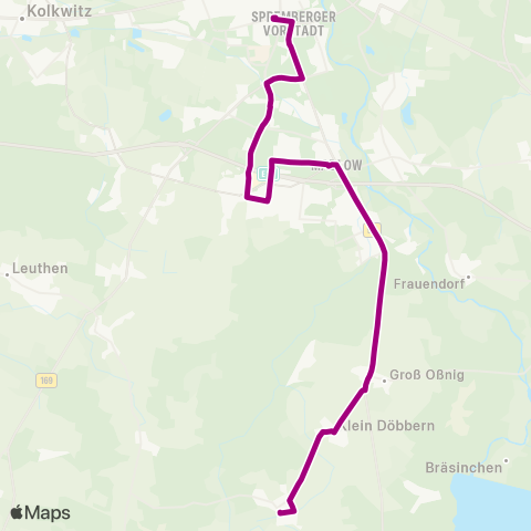 Cottbusverkehr Pücklerdorf Groß Döbbern ↔︎ Hbf map
