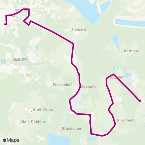 Cottbusverkehr Wendeplatz ↔︎ Hbf map