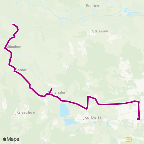 Cottbusverkehr Bleske ↔︎ Hbf map