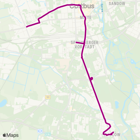 Cottbusverkehr Madlow ↔︎ Ströbitz map