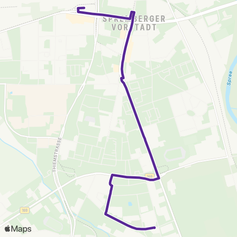 Cottbusverkehr Südeck ↔︎ Hbf map