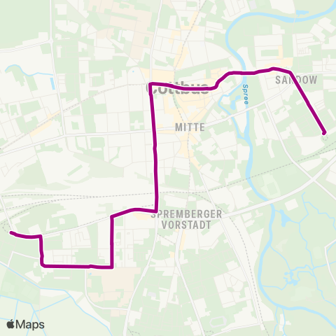 Cottbusverkehr Sandow ↔︎ Jessener Str. map