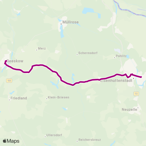 Busverkehr Oder-Spree Plusbus Beeskow ↔︎ Plusbus Eisenhüttenstadt map