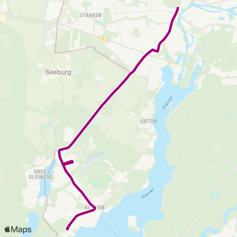 BVG Alt-Kladow (Berlin) ↔︎ 🅢+🅤 Rathaus Spandau (Berlin) map