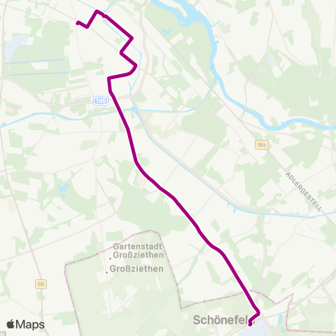 BVG 🅢 Schönefeld (Bei Berlin) ↔︎ 🅤 Hermannplatz (Berlin) map