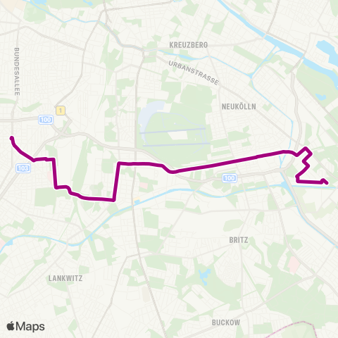 BVG Forsthausallee (Berlin) ↔︎ 🅤 Friedrich-Wilhelm-Platz (Berlin) map