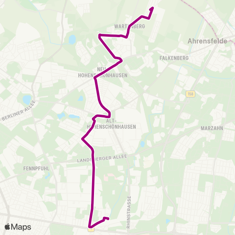 BVG Zentralfriedhof (Berlin) ↔︎ Siedlung Wartenberg map
