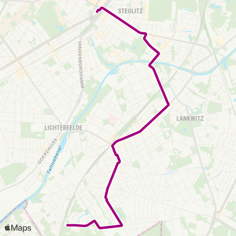 BVG 🅢 Lichterfelde Süd [Bus Réaumurstr.] (Berlin) ↔︎ 🅢+🅤 Rathaus Steglitz (Berlin) [Busbahnhof] map
