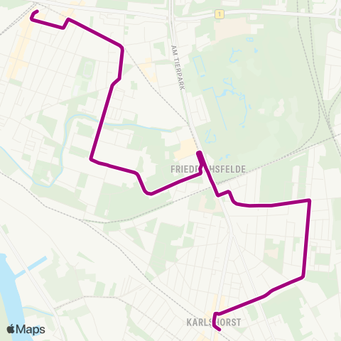 BVG 🅢 Karlshorst (Berlin) ↔︎ 🅢+🅤 Lichtenberg Bhf (Berlin) map