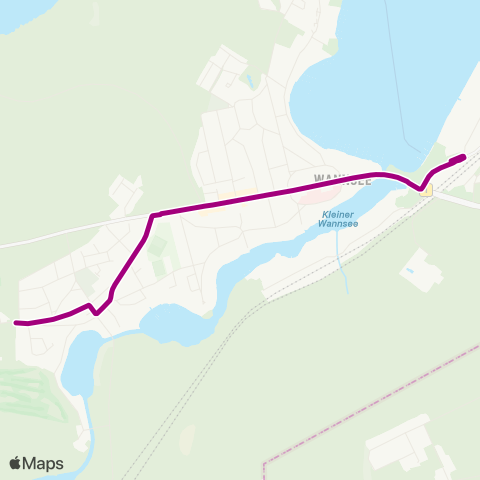 BVG Hahn-Meitner-Platz (Berlin) ↔︎ 🅢 Wannsee Bhf (Berlin) map