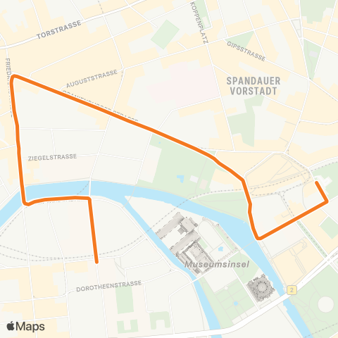 BVG Universitätsstr. (Berlin) ↔︎ 🅢 Hackescher Markt (Berlin) map