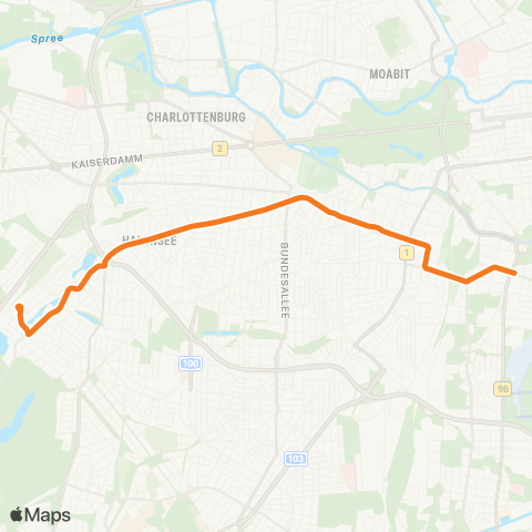 BVG 🅤 Mehringdamm (Berlin) [Pos 7 Endstelle] ↔︎ 🅢 Grunewald (Berlin) map