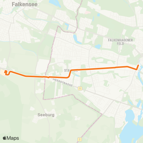 BVG Heidebergplan (Berlin) ↔︎ 🅢+🅤 Rathaus Spandau (Berlin) map