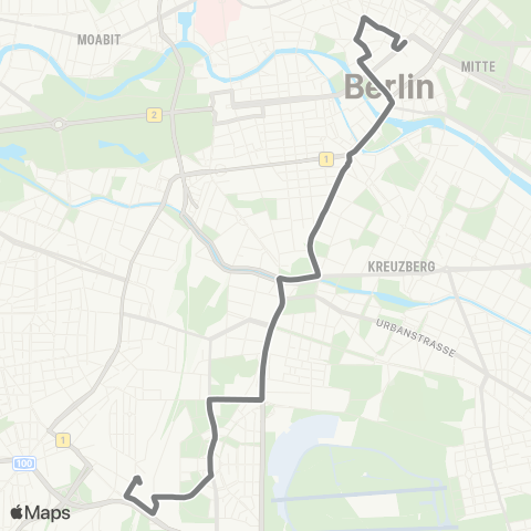 BVG 🅢+🅤 Alexanderplatz Bhf ↔︎ 🅢 Südkreuz Bhf (Berlin) map