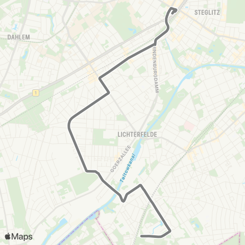 BVG 🅢 Lichterfelde Süd [Bus Réaumurstr.] (Berlin) ↔︎ 🅢+🅤 Rathaus Steglitz (Berlin) [Busbahnhof] map