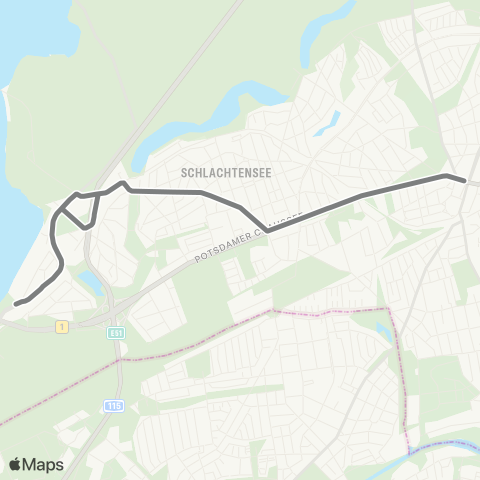 BVG 🅢 Nikolassee (Berlin) ↔︎ Zehlendorf Eiche (Berlin) map