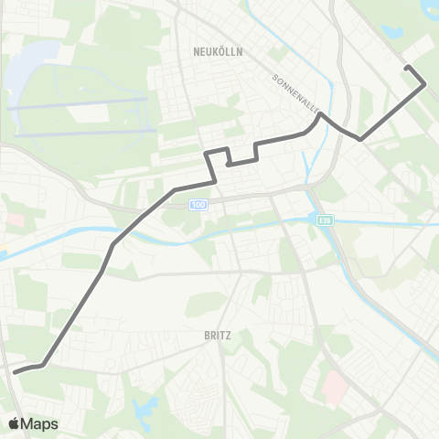 BVG 🅤 Alt-Mariendorf (Berlin) ↔︎ 🅢 Plänterwald (Berlin) map