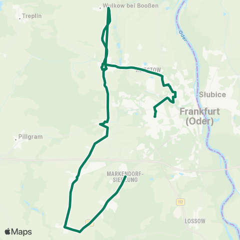 Stadtverkehrsgesellschaft Frankfurt (Oder) Immenweg ↔︎ Markendorf Siedlung map