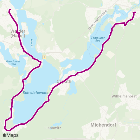 regiobus Potsdam Mittelmark Mittelbusch ↔︎ 🅢 Potsdam Hbf map