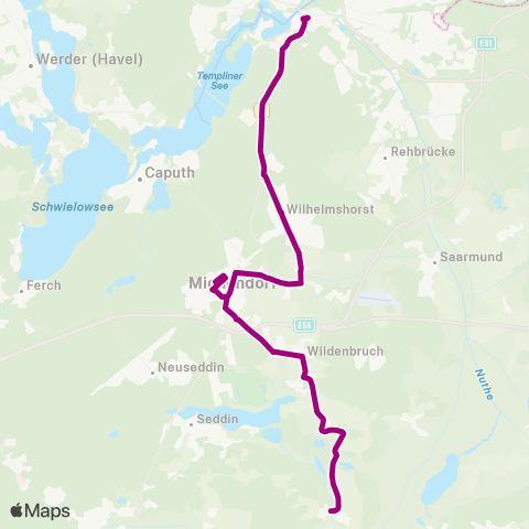 regiobus Potsdam Mittelmark Michendorf-West ↔︎ 🅢 Potsdam Hbf map