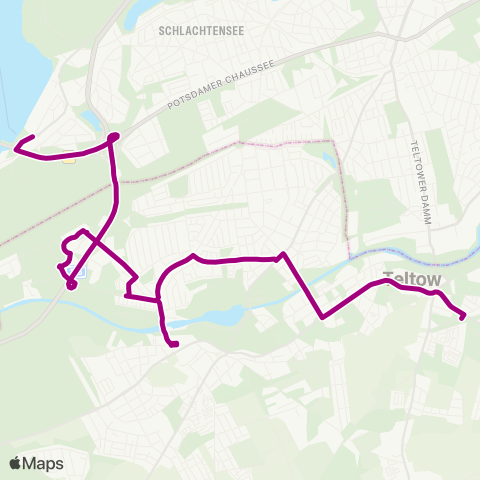 regiobus Potsdam Mittelmark 🅢 Teltow Stadt ↔︎ 🅢 Wannsee Bhf map