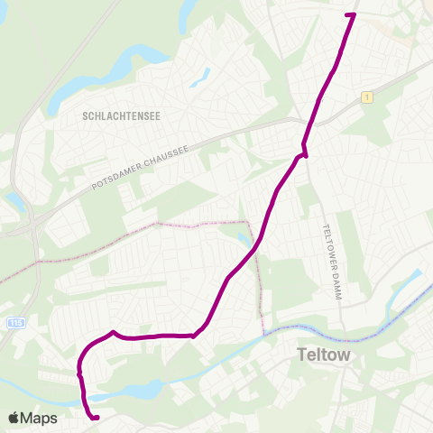 regiobus Potsdam Mittelmark Zehlendorf Eiche ↔︎ Stahnsdorf Waldschänke map