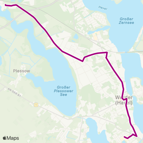 regiobus Potsdam Mittelmark Werderpark ↔︎ Kemnitz map