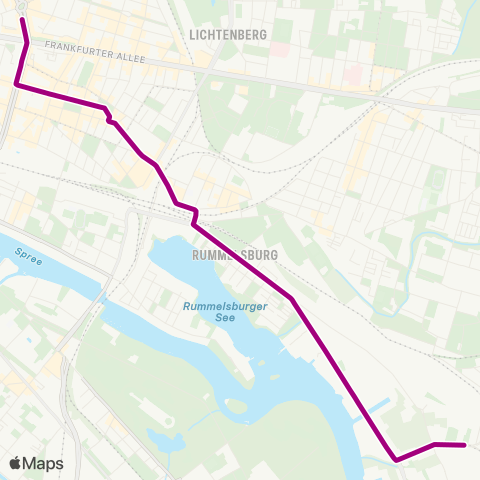 BVG 🅢 Rummelsburg (Berlin) ↔︎ 🅢+🅤 Lichtenberg Bhf map