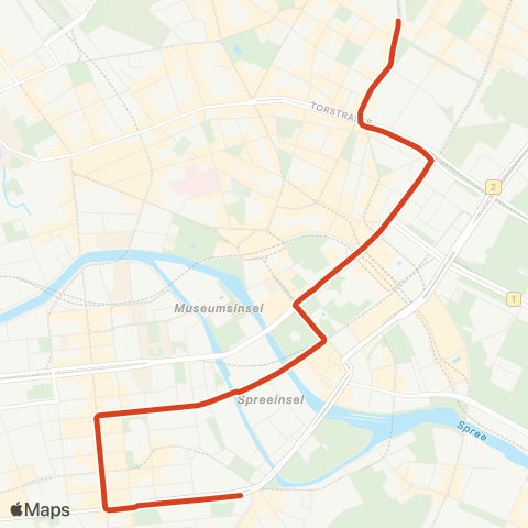 BVG 🅤 Spittelmarkt (Berlin) ↔︎ 🅤 Senefelderplatz (Berlin) map